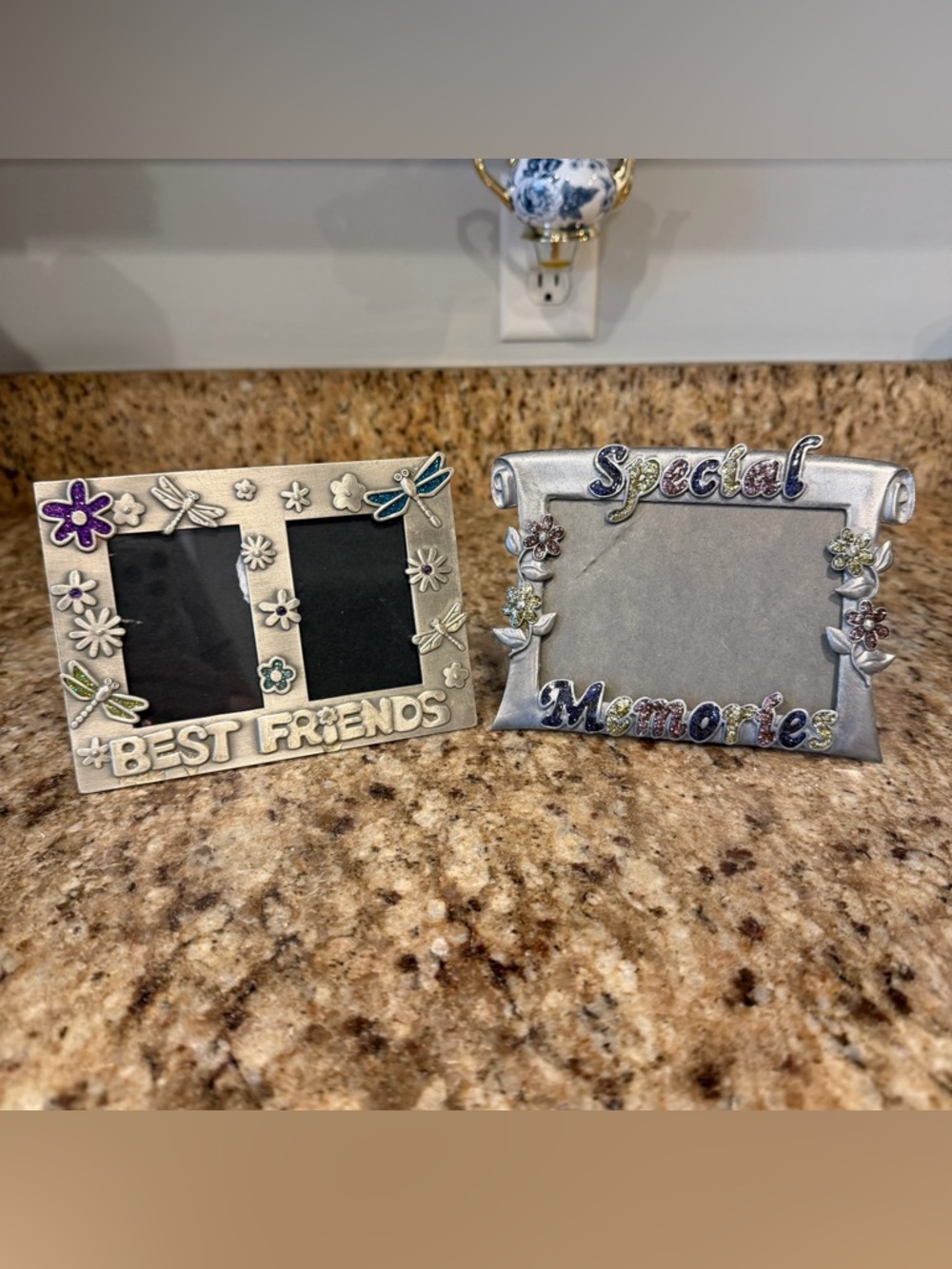 2 Vintage Y2K Best Friends Memories Metal Glitter Enamel 90s Picture Frames
